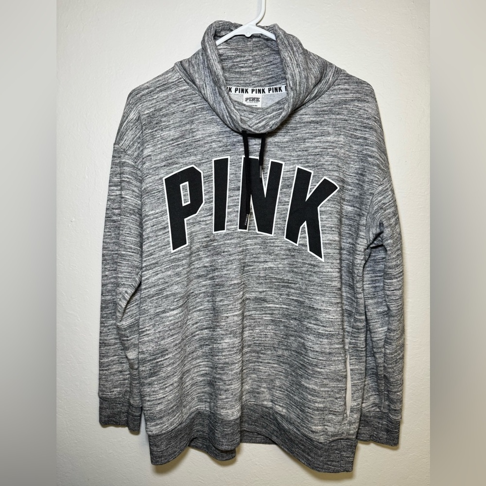 Victoria's Secret Pink Pullover Sweatshirt White/Black With Pockets Size S